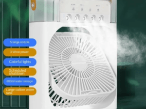 9 Inch Mist Fan | Portable Air Conditioner Fan |  Mist Water, And Humidifier Function | Led Night Light Water Mist | Random Color